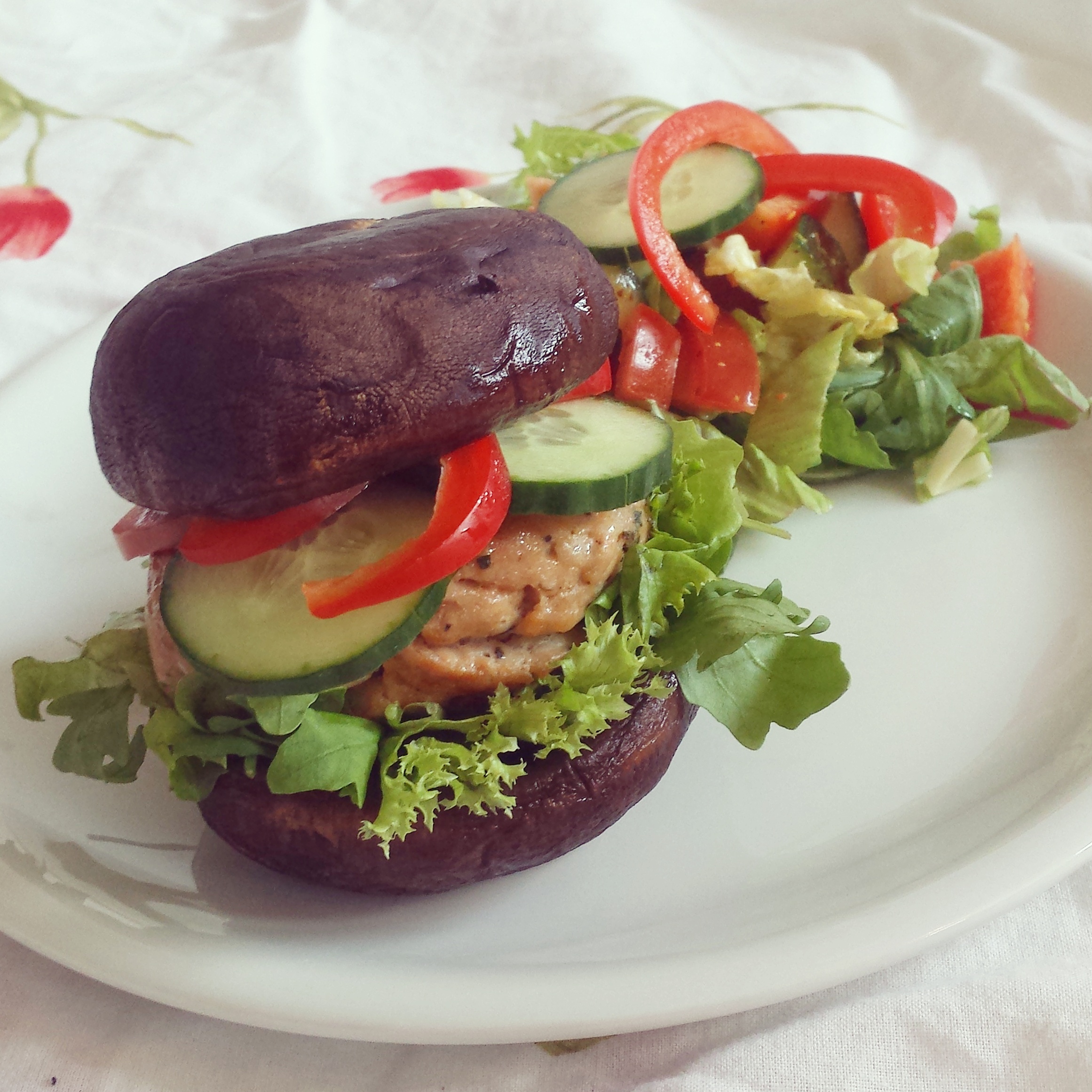 Gezonde portobello hamburger