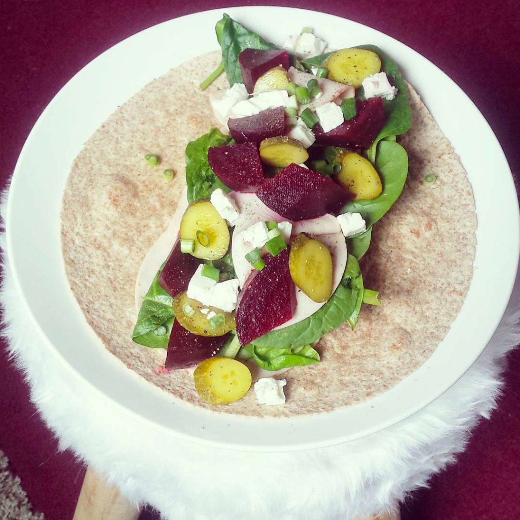 Volkoren wrap met bieten en feta