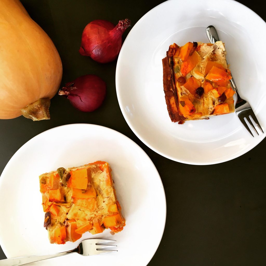 Pompoen zoete aardappel frittata