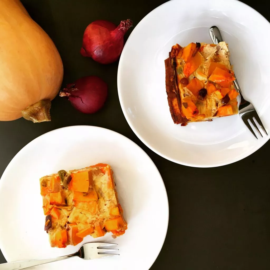 Pompoen zoete aardappel frittata