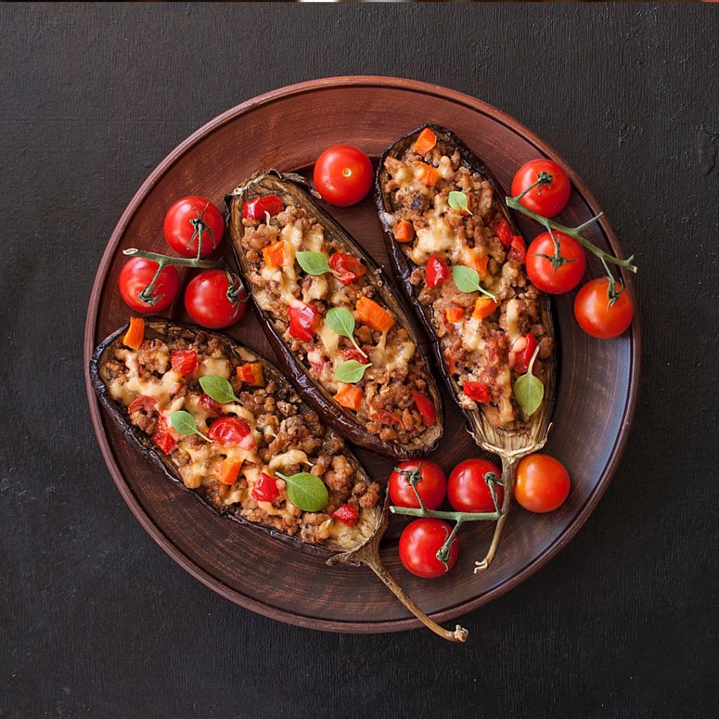 Gevulde aubergines