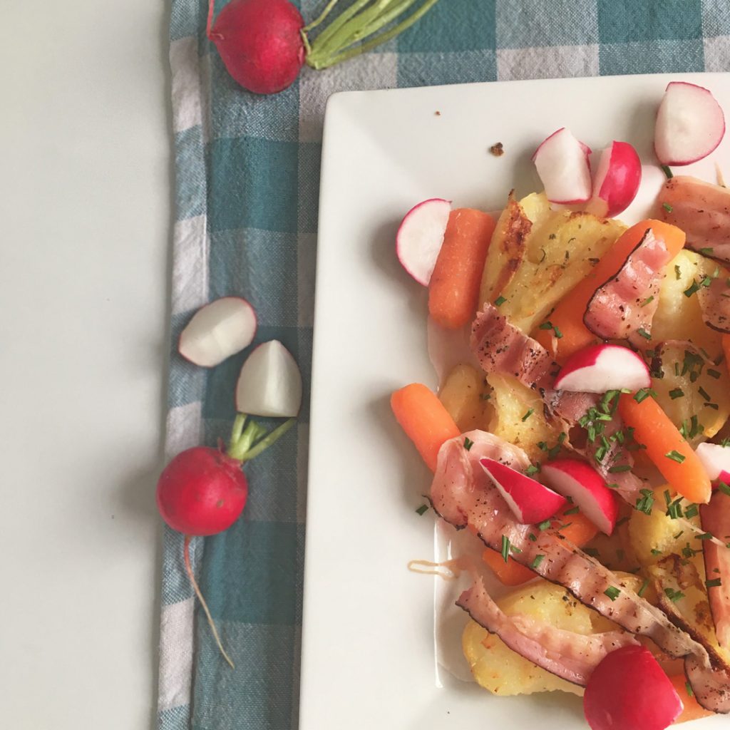 Krokante aardappel met radijsjes
