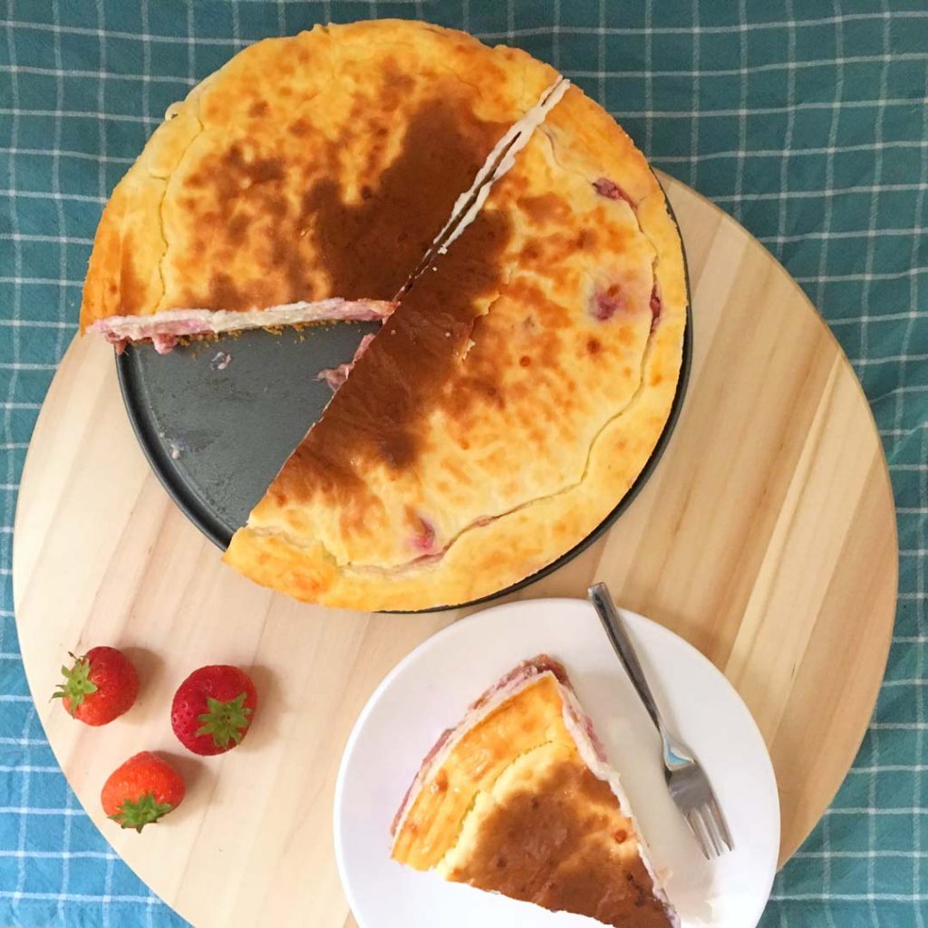 Eiwitrijke aardbeiencheesecake