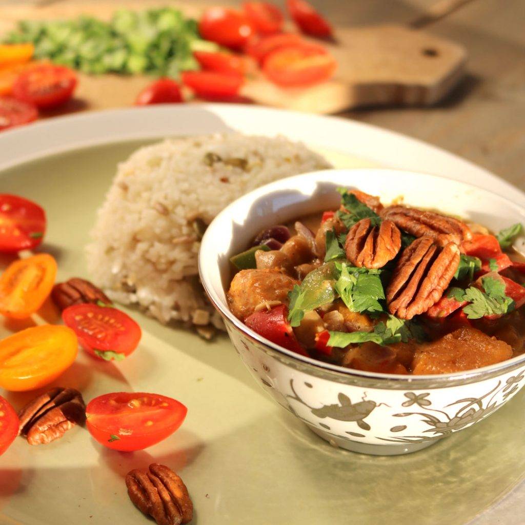 Rijkgevulde zoete aardappel curry