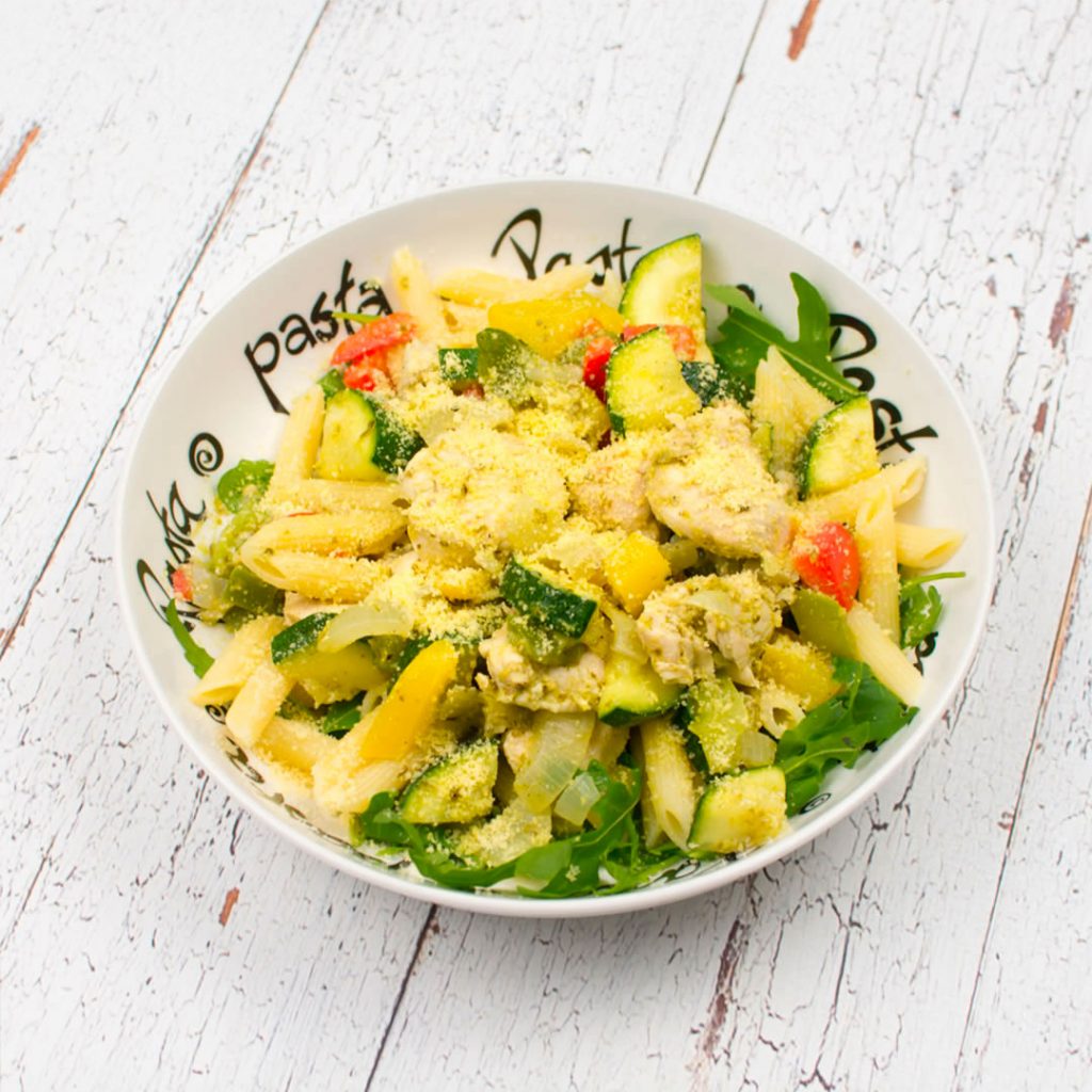 Pasta groene pesto met kip