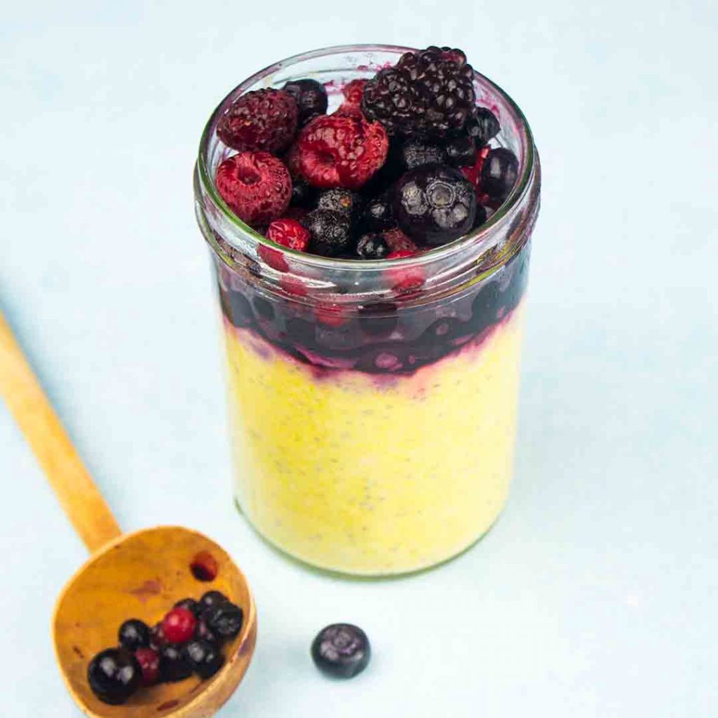 Cheesecake proteïne overnight oats