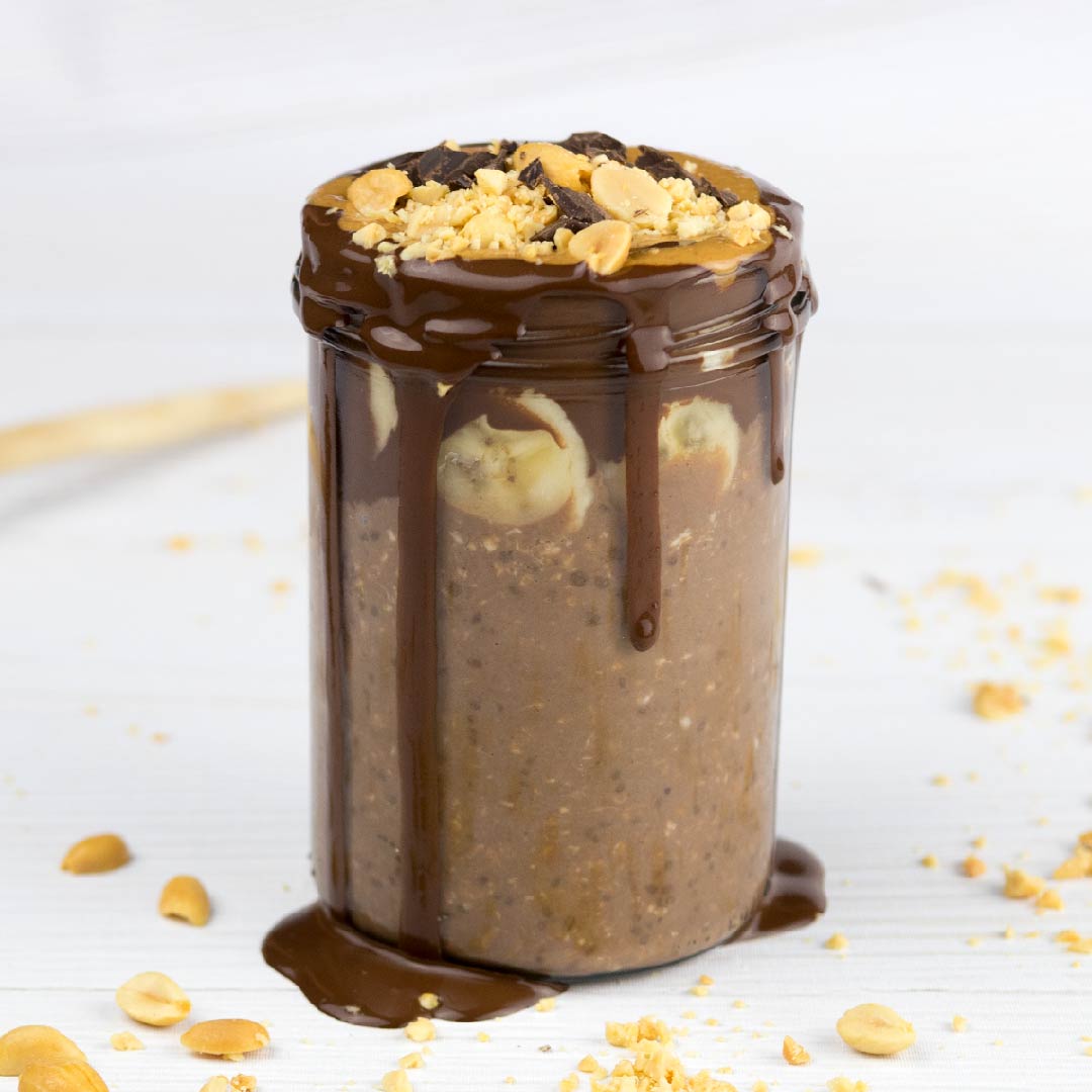 Snicker overnight oats recept