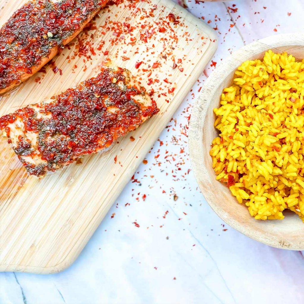 Zoete zalm met Arabische rijst