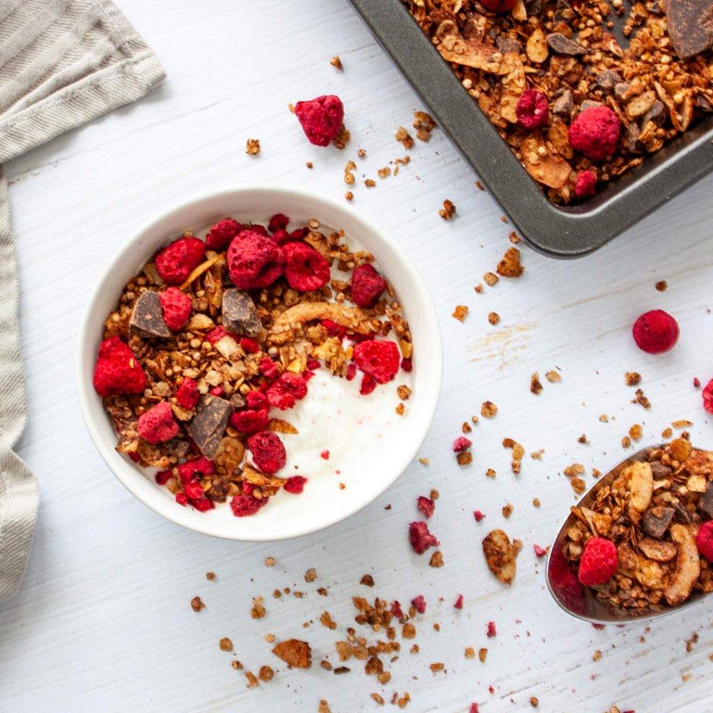 Chocolade framboos granola